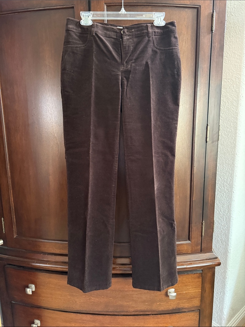 CABI Dark Brown Corduroy Straight-Leg Pants